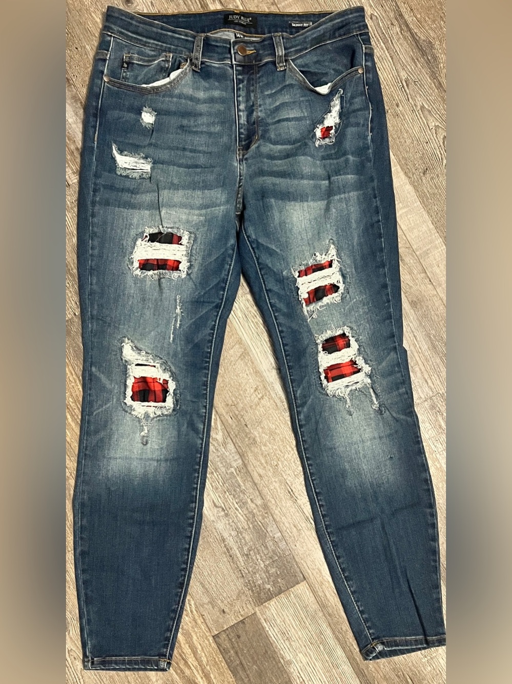 Judy Blue Skinny Fit Jeans Distressed Denim Women's Size 14W Plus